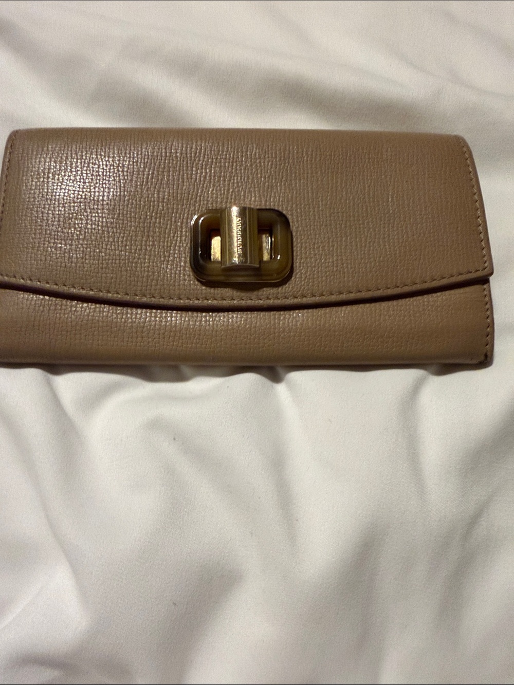 Burberry Taupe Leather Continental Turn-Lock Wallet – Made in Italy